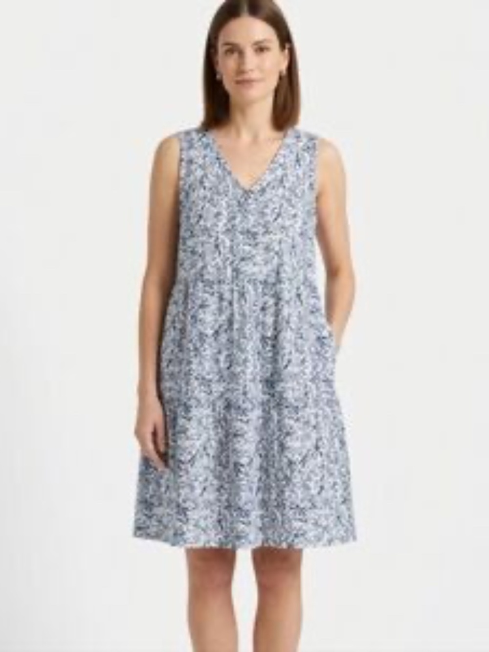 Lucky Brand 100% Linen Dress Womens 2X Floral Tiered Boho Beach Resort White